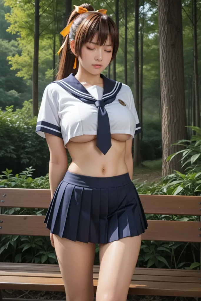 デッドオアアライブの霞のコスプレイヤーがエッチなセーラー服を着るAIエロ画像39枚目