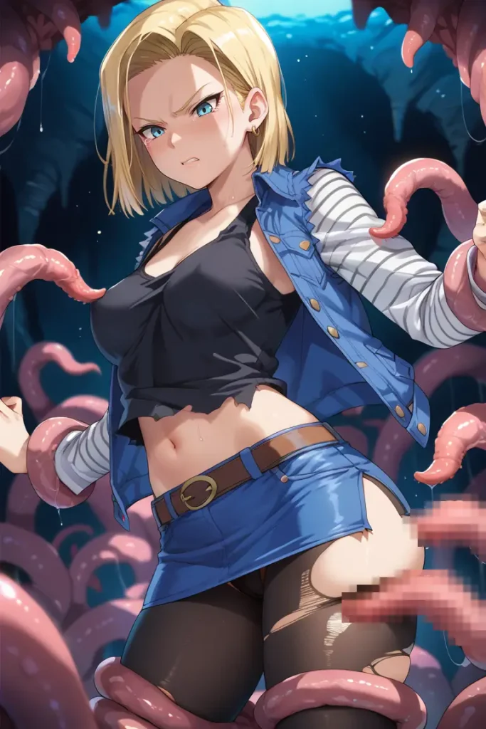 ドラゴンボールの人造人間18号が触手やモンスターに犯されるAIエロ画像49枚目