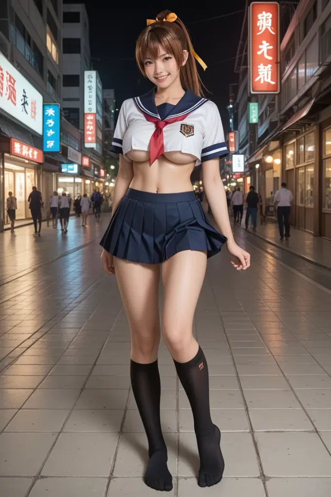 デッドオアアライブの霞のコスプレイヤーがエッチなセーラー服を着るAIエロ画像49枚目