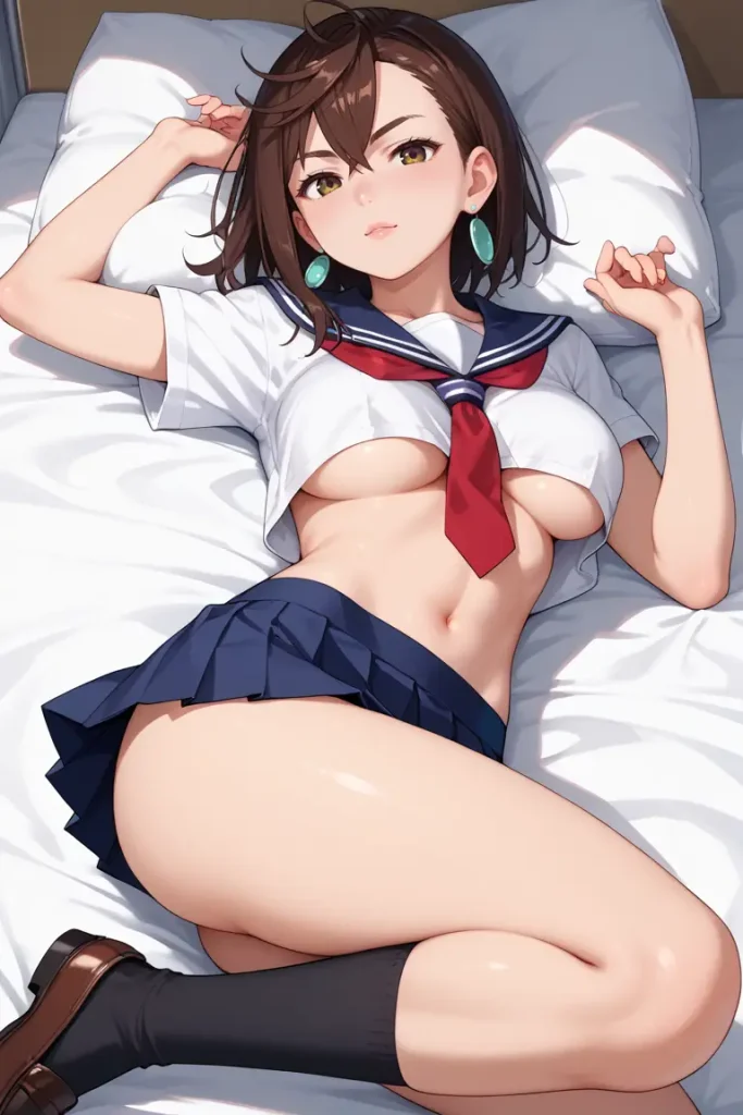 ダンダダンの綾瀬桃が下乳見えるセクシーセーラー服を着るAIエロ画像19枚目