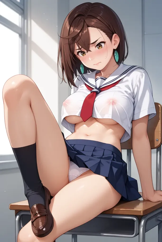 ダンダダンの綾瀬桃が下乳見えるセクシーセーラー服を着るAIエロ画像21枚目