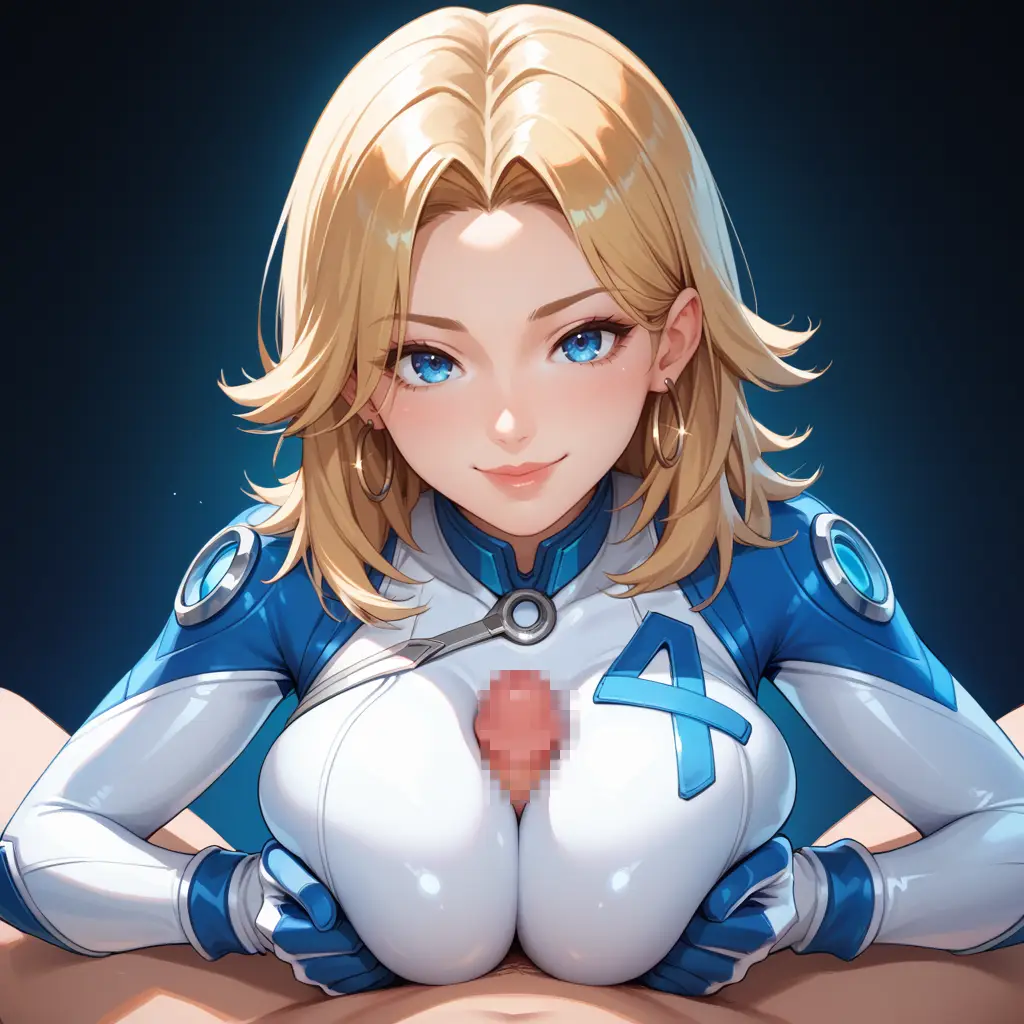 MARVELシリーズのインビジブルウーマンがパイズリするエロ画像4枚目