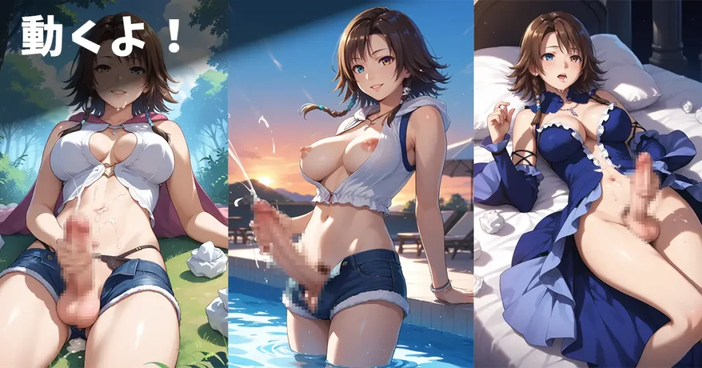 ファイナルファンタジーのふたなりユーナがオナニーするエロ画像