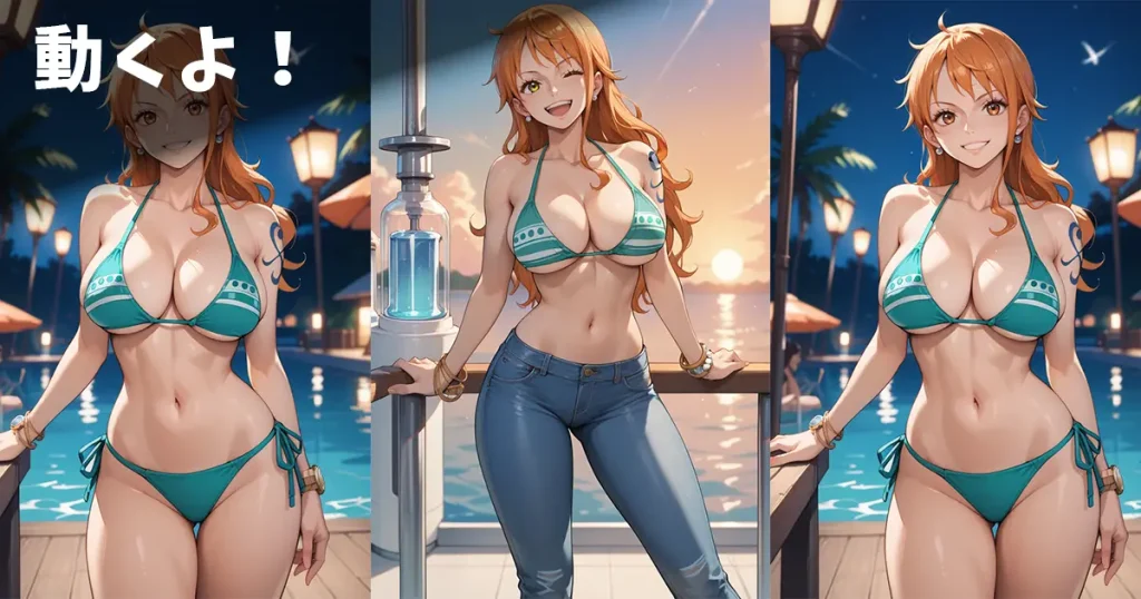 ワンピースのナミがおっぱい露出するエロ画像