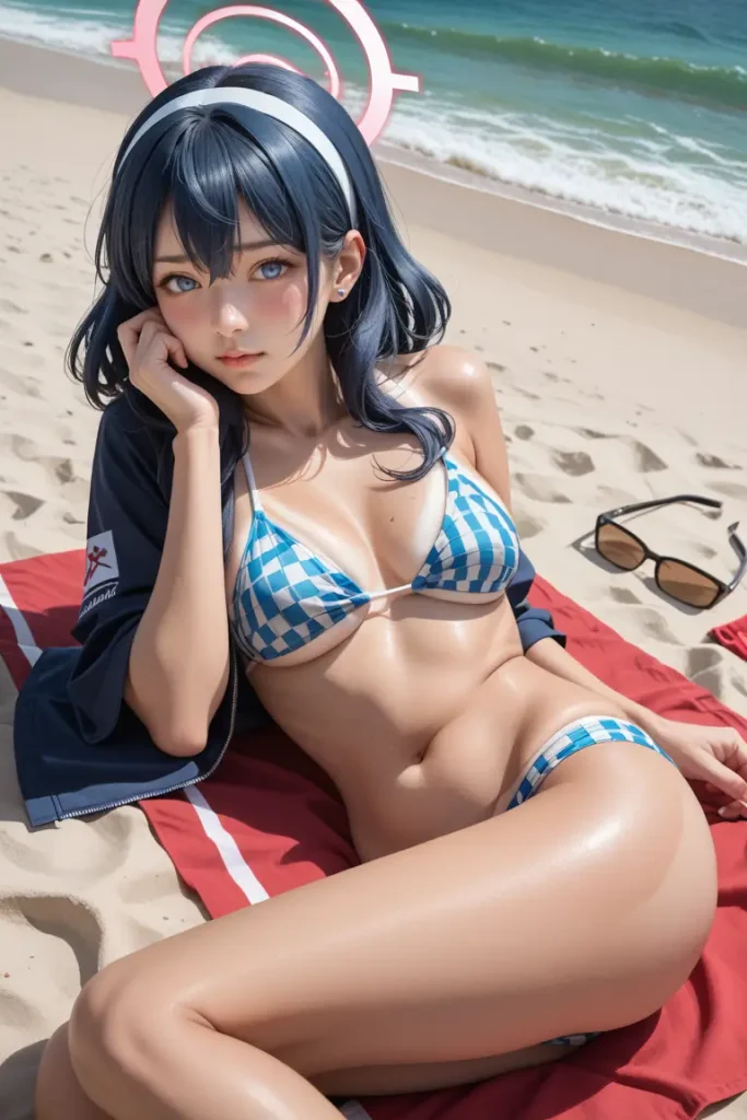 ブルーアーカイブの天雨アコのコスプレイヤーが水着を着るエロ画像8枚目