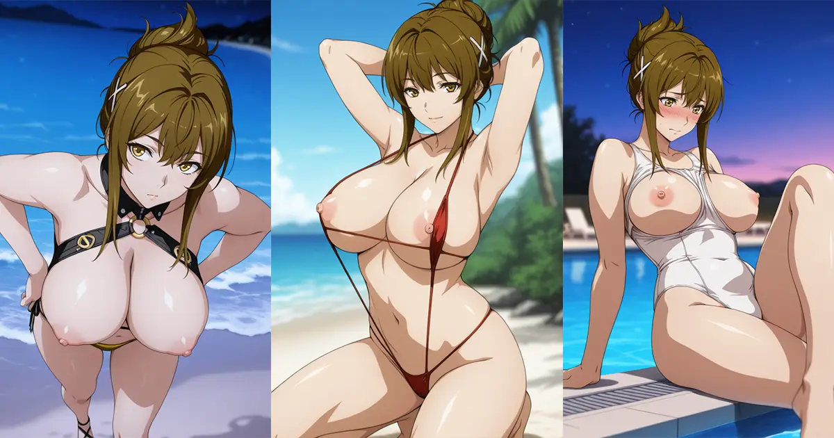 スーパーロボット大戦の如月千歳が水着グラビアにチャレンジするエロ画像