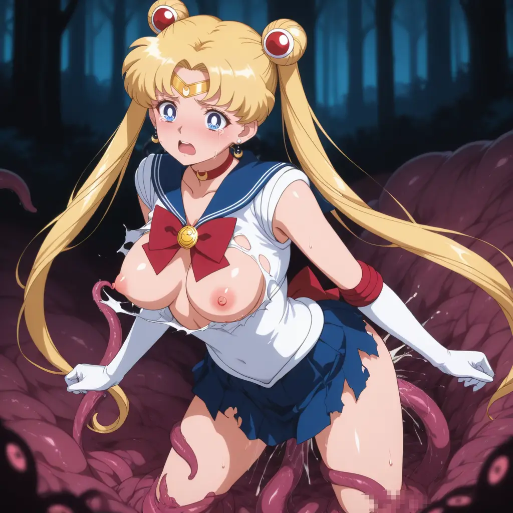 セーラームーンが触手に襲われるエロ画像1枚目