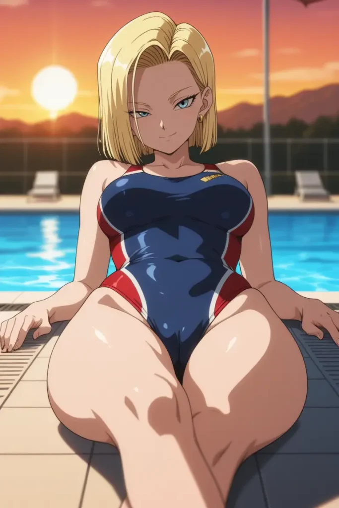 ドラゴンボールの人造人間18がエッチな水着を着るエロ画像6枚目