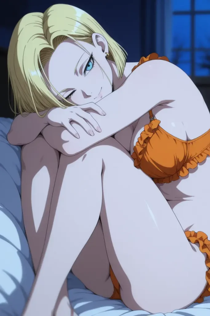 ドラゴンボールの人造人間18号がエッチな下着を着るエロ画像10枚目