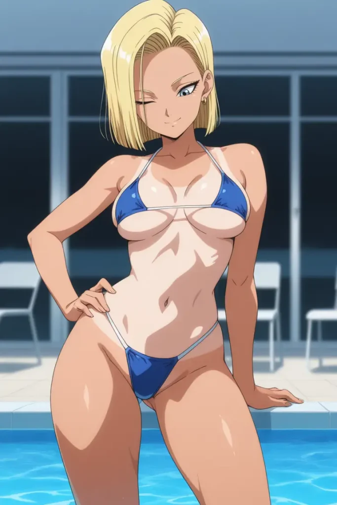 ドラゴンボールの人造人間18がエッチな水着を着るエロ画像11枚目