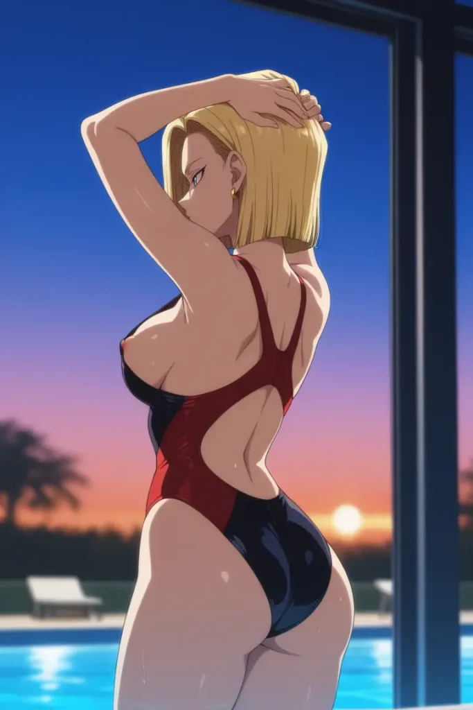 ドラゴンボールの人造人間18がエッチな水着を着るエロ画像22枚目