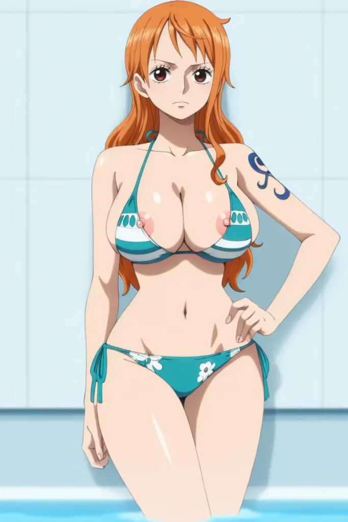 ワンピースのナミが水着グラビアにチャレンジするエロ画像32枚目