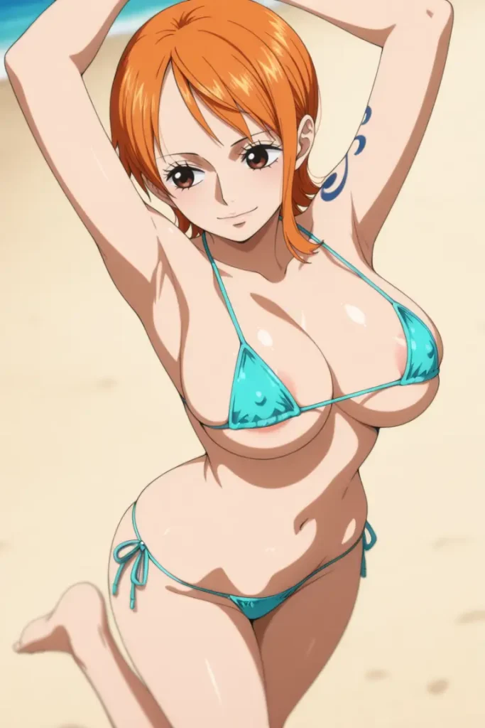 ワンピースのナミが水着グラビアにチャレンジするエロ画像36枚目