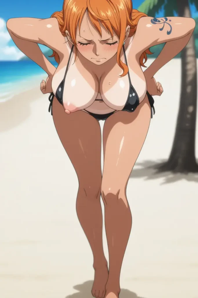ワンピースのナミが水着グラビアにチャレンジするエロ画像45枚目