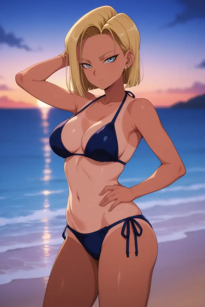 ドラゴンボールの人造人間18がエッチな水着を着るエロ画像58枚目
