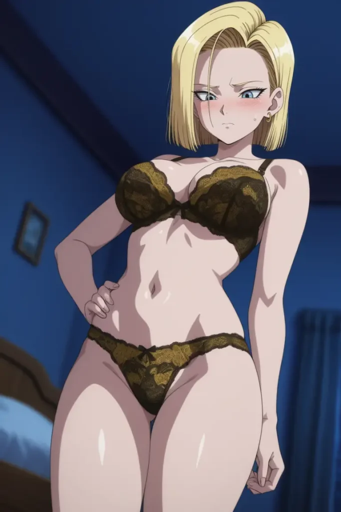 ドラゴンボールの人造人間18号がエッチな下着を着るエロ画像58枚目