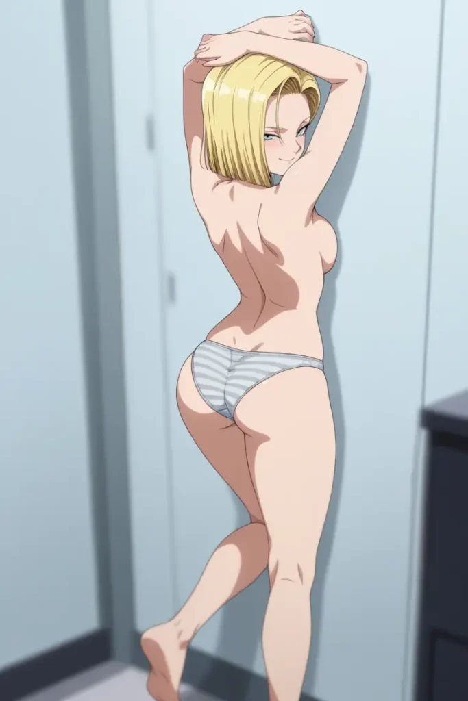 ドラゴンボールの人造人間18号がエッチな下着を着るエロ画像72枚目