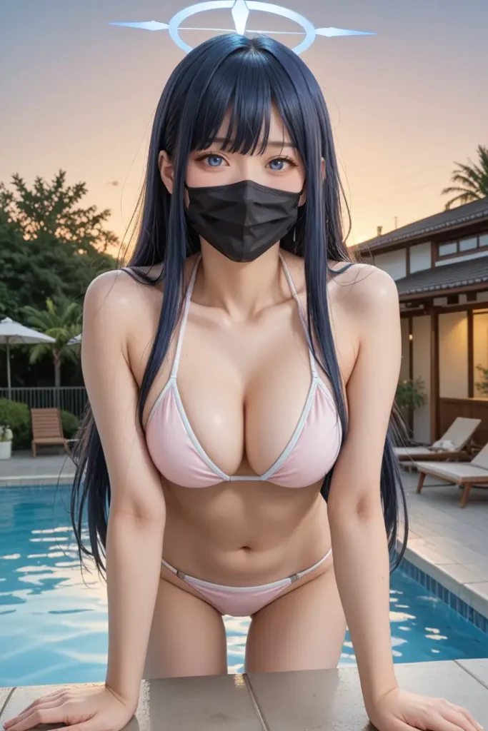 ブルーアーカイブの錠前サオリのコスプレイヤーが水着グラビアにチャレンジするエロ画像73枚目