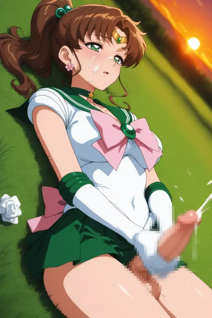 ふたなりのセーラージュピターがオナニーするエロ画像1枚目