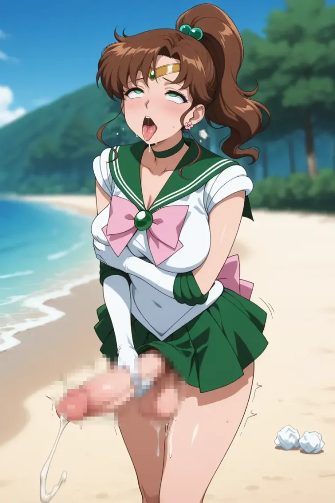 ふたなりのセーラージュピターがオナニーするエロ画像7枚目