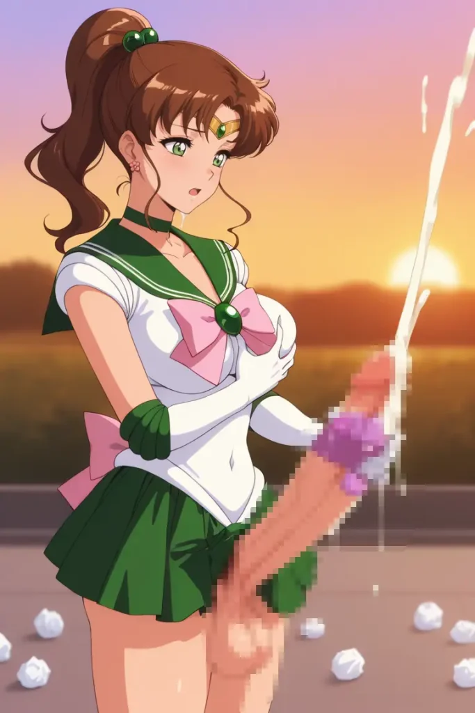 ふたなりのセーラージュピターがオナニーするエロ画像10枚目