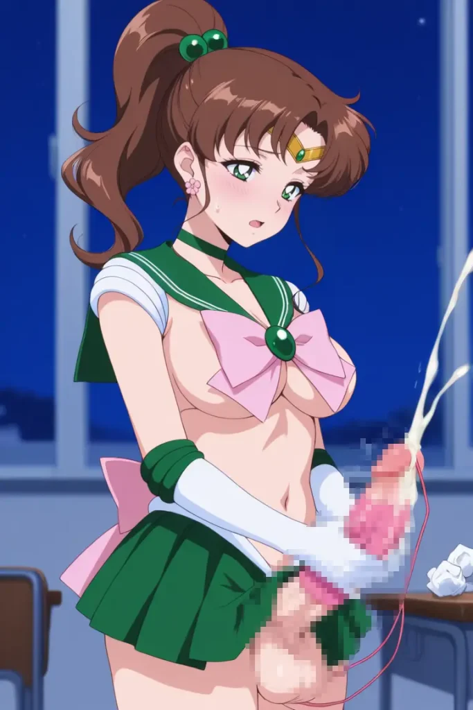 ふたなりのセーラージュピターがオナニーするエロ画像13枚目