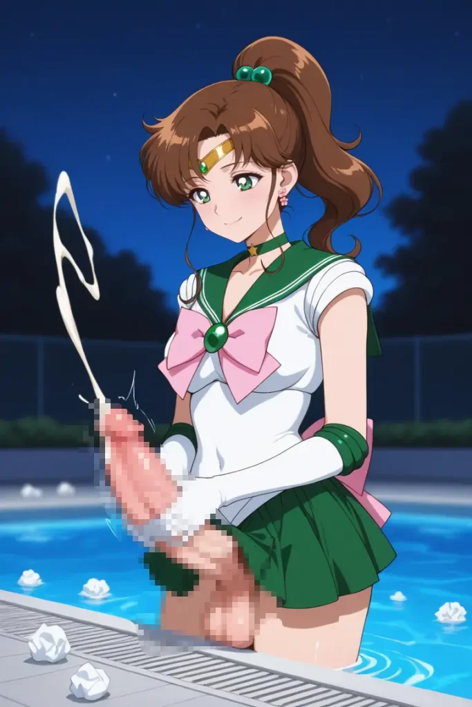 ふたなりのセーラージュピターがオナニーするエロ画像15枚目