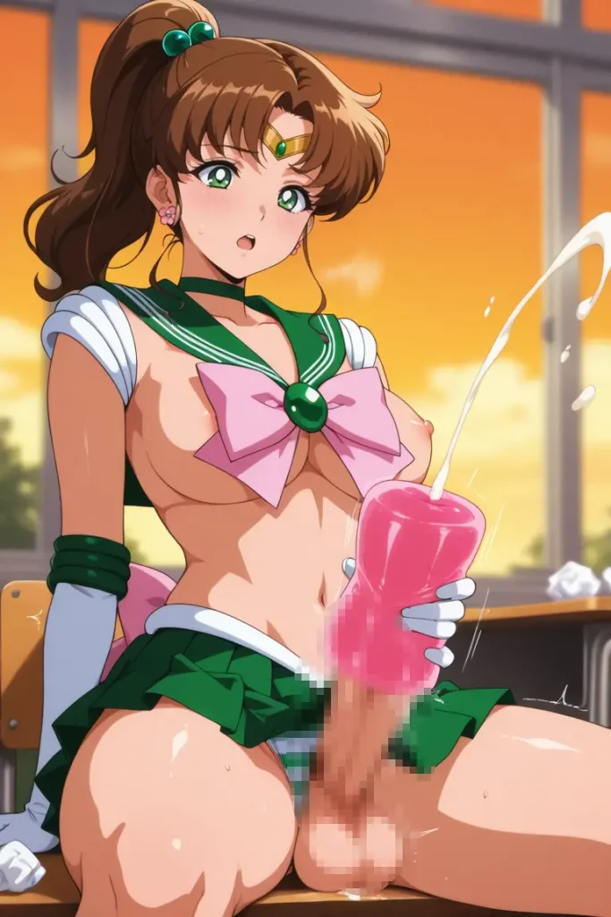 ふたなりのセーラージュピターがオナニーするエロ画像16枚目