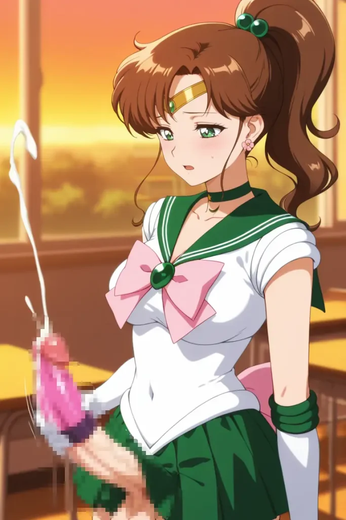 ふたなりのセーラージュピターがオナニーするエロ画像18枚目