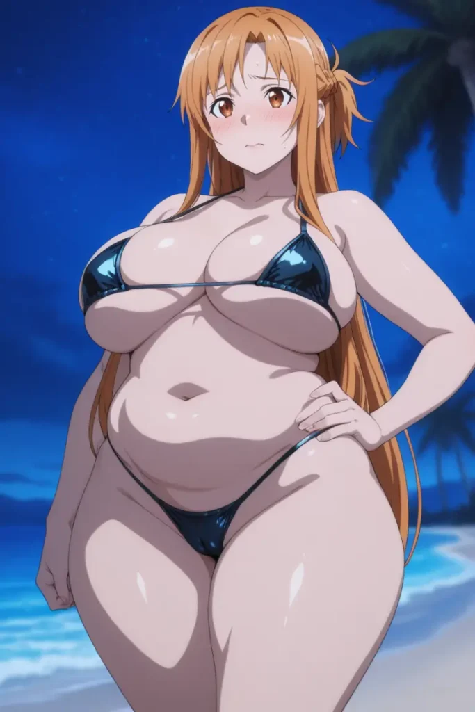 ソードアートオンラインのアスナがエッチが水着を着るエロ画像1枚目