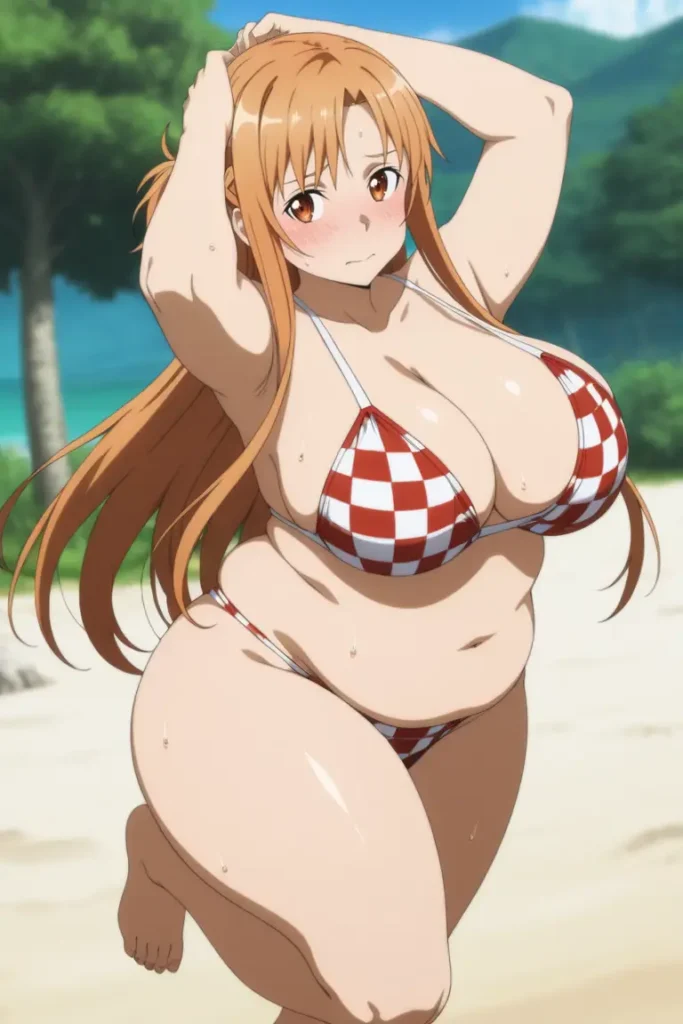 ソードアートオンラインのアスナがエッチが水着を着るエロ画像46枚目