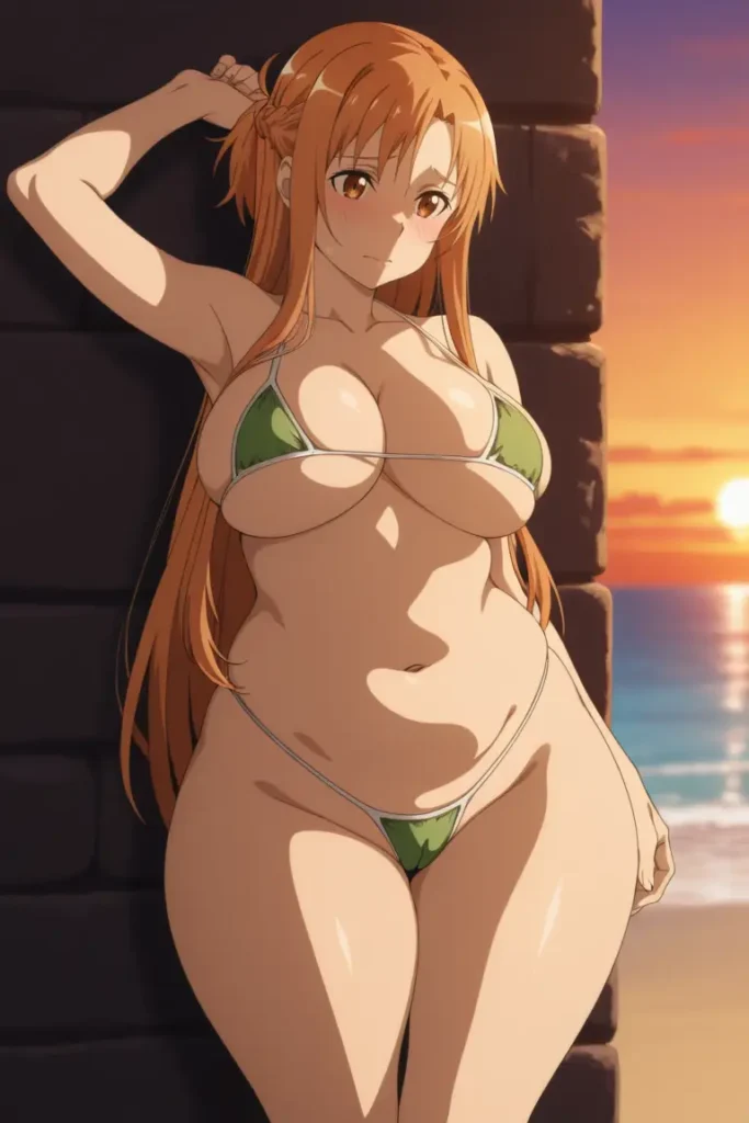 ソードアートオンラインのアスナがエッチが水着を着るエロ画像47枚目