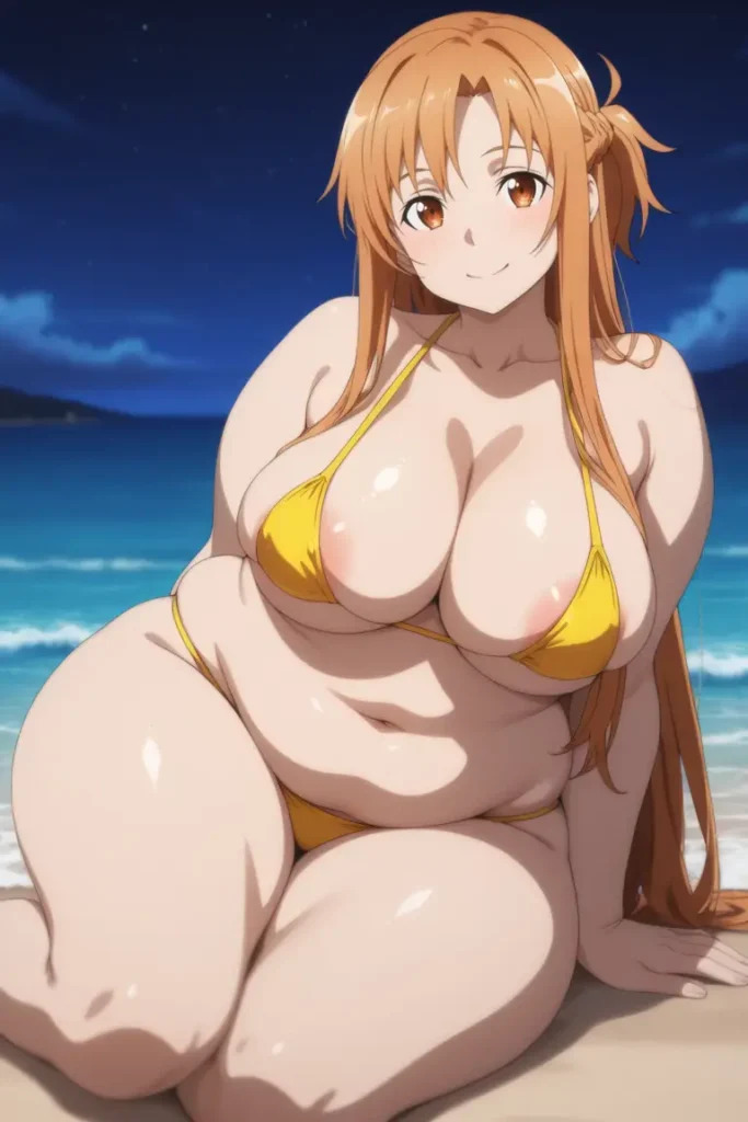 ソードアートオンラインのアスナがエッチが水着を着るエロ画像58枚目