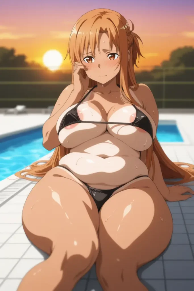 ソードアートオンラインのアスナがエッチが水着を着るエロ画像61枚目