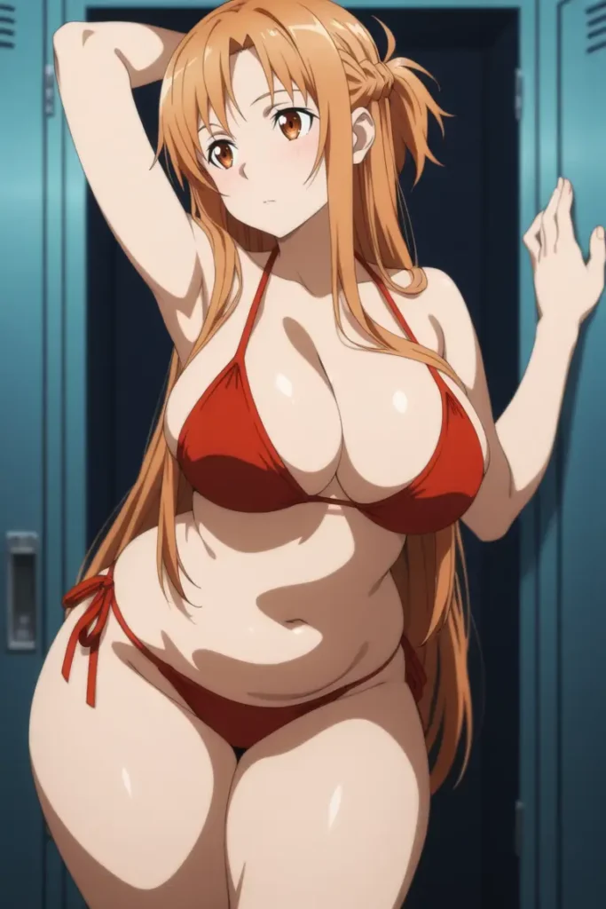 ソードアートオンラインのアスナがエッチが水着を着るエロ画像64枚目