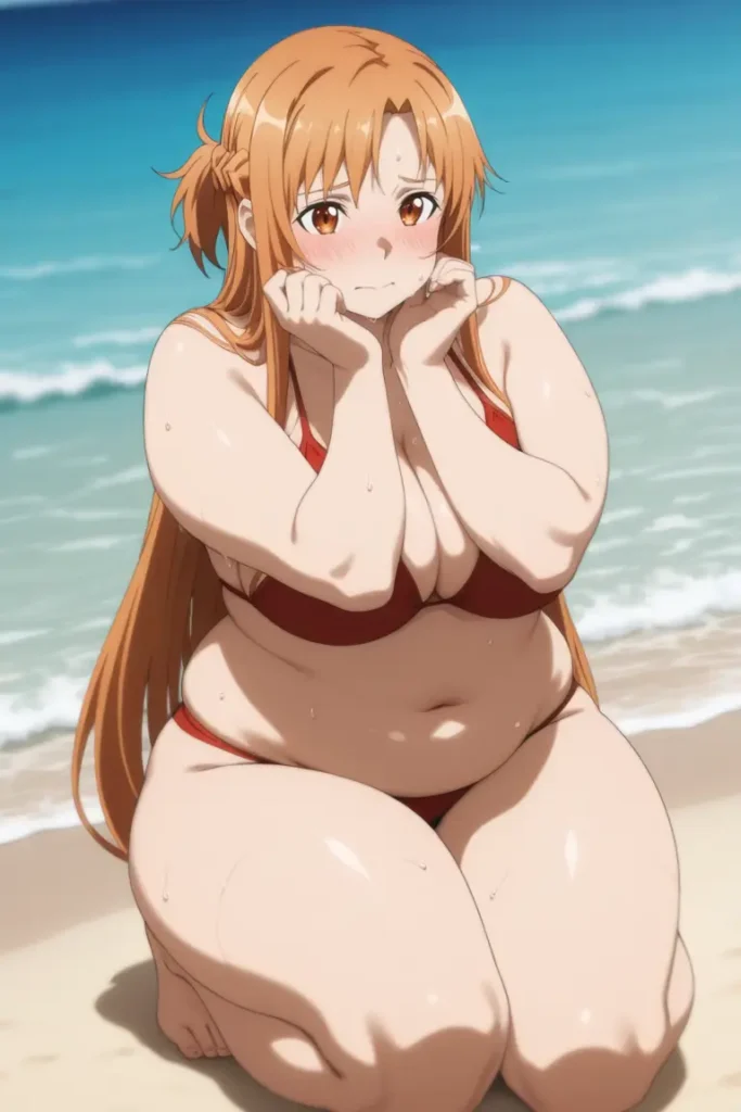 ソードアートオンラインのアスナがエッチが水着を着るエロ画像65枚目