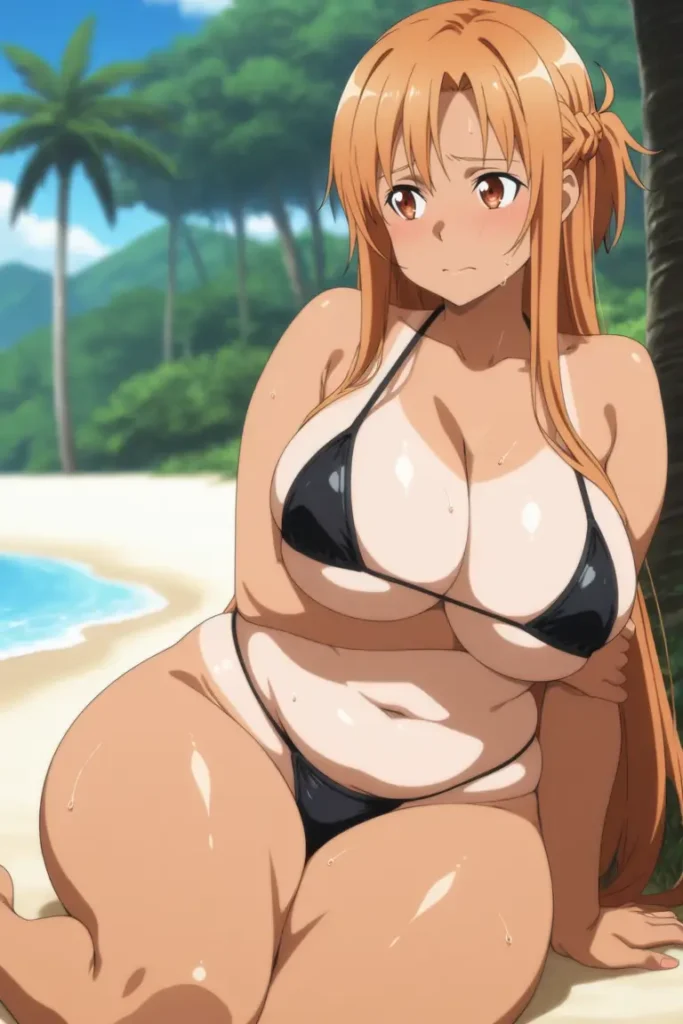 ソードアートオンラインのアスナがエッチが水着を着るエロ画像72枚目