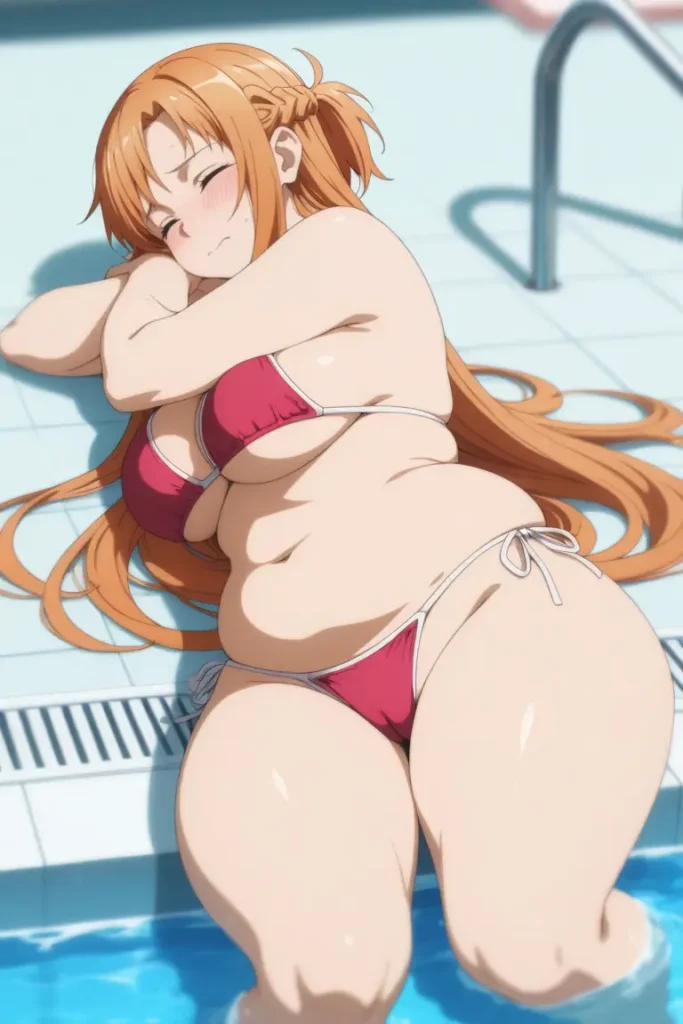 ソードアートオンラインのアスナがエッチが水着を着るエロ画像76枚目