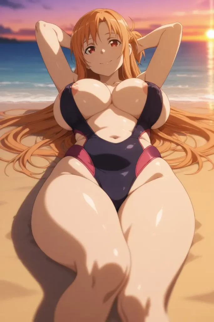 ソードアートオンラインのアスナがエッチが水着を着るエロ画像79枚目