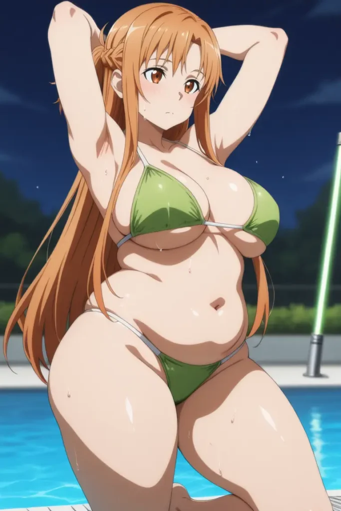 ソードアートオンラインのアスナがエッチが水着を着るエロ画像99枚目