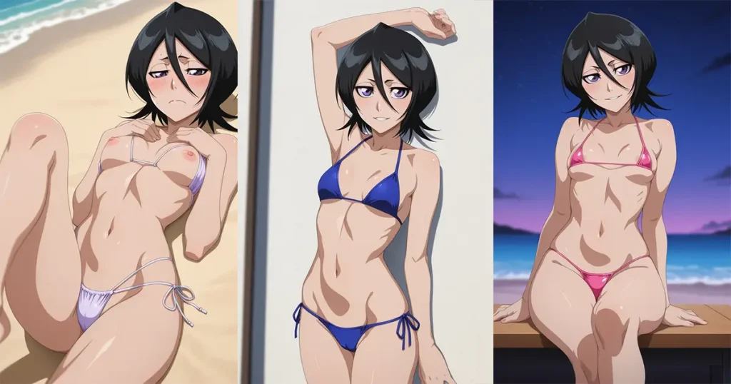 BLEACHのルキアがエッチな水着を着るエロ画像