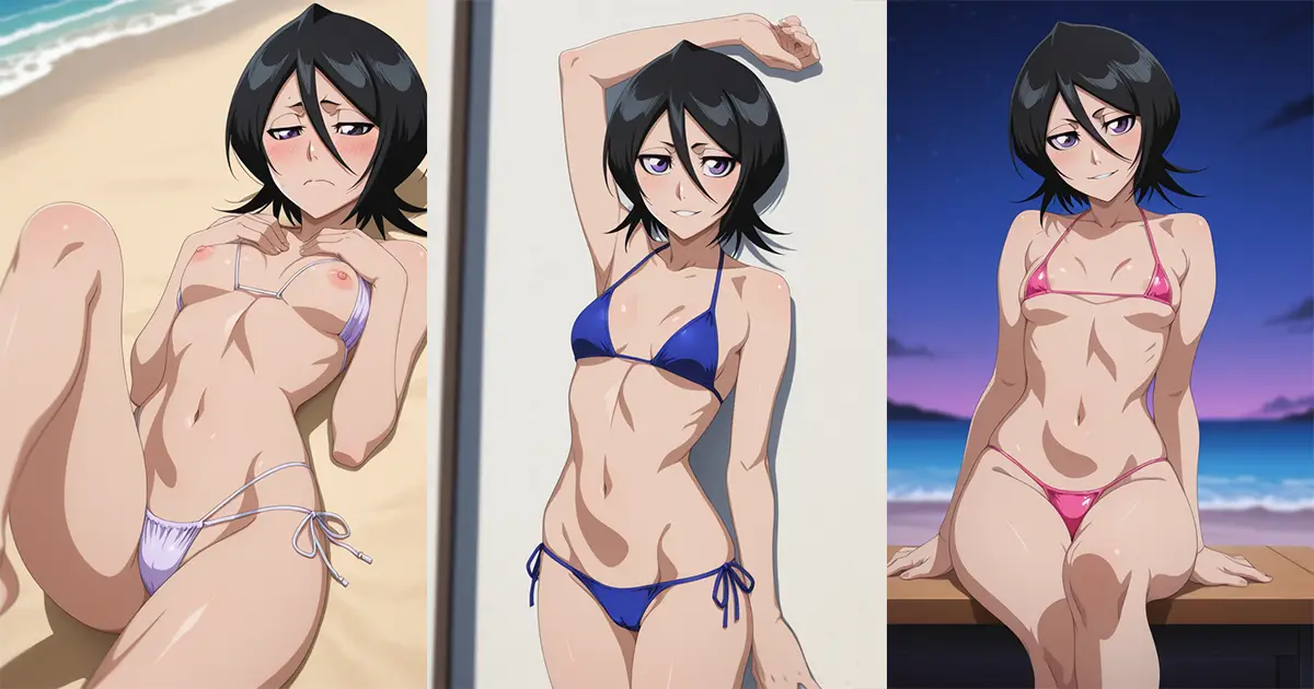 BLEACHのルキアがエッチな水着を着るエロ画像