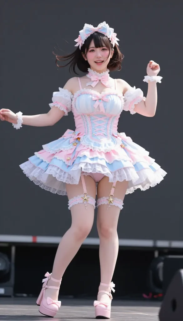 アイドルがステージでパンチラするエロ画像2枚目