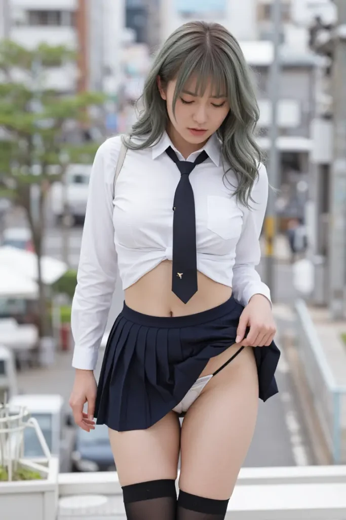 女子高生がスカートたくし上げでパンティー見せてくれるエロ画像13枚目