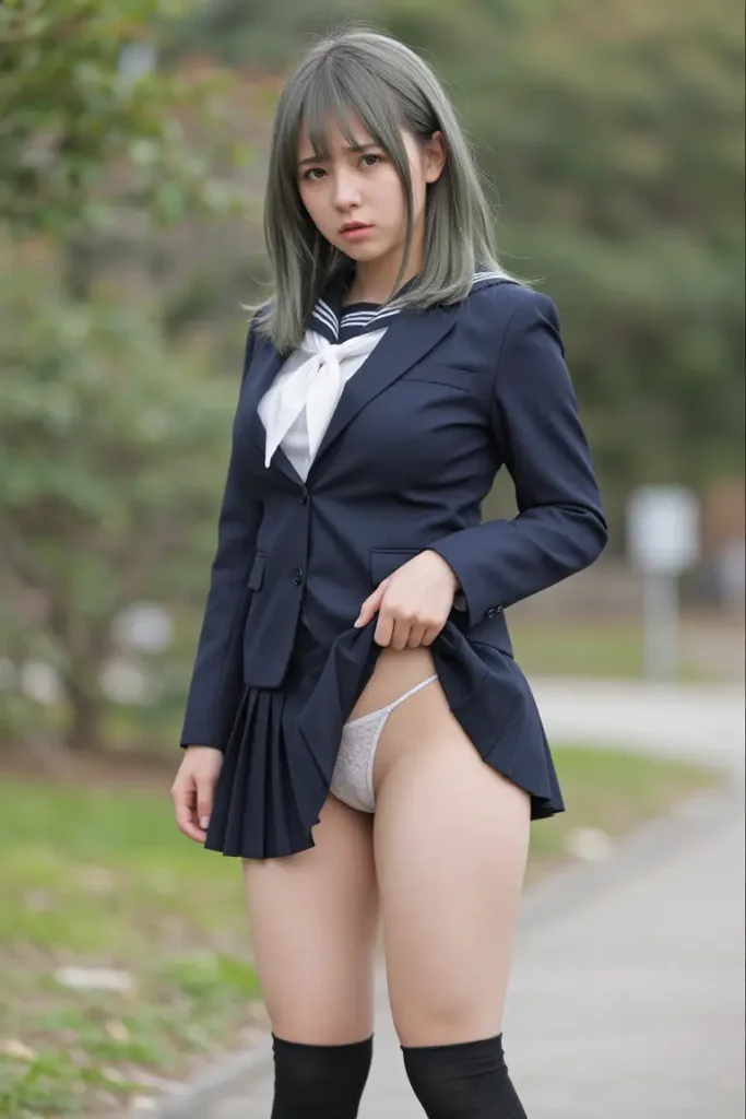 女子高生がスカートたくし上げでパンティー見せてくれるエロ画像16枚目