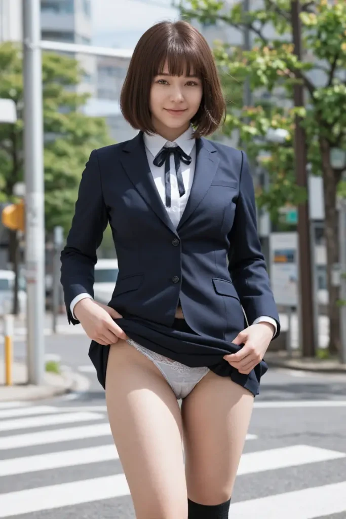 女子高生がスカートたくし上げでパンティー見せてくれるエロ画像23枚目