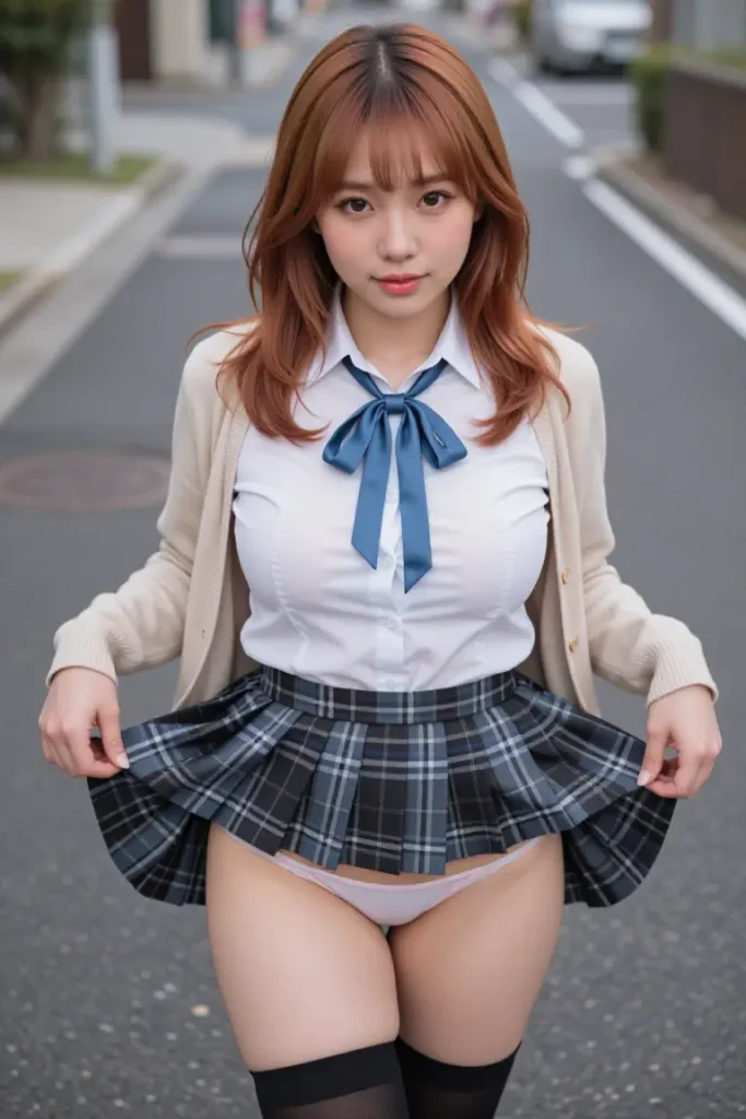 女子高生がスカートたくし上げでパンティー見せてくれるエロ画像29枚目