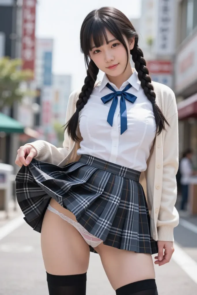 女子高生がスカートたくし上げでパンティー見せてくれるエロ画像41枚目