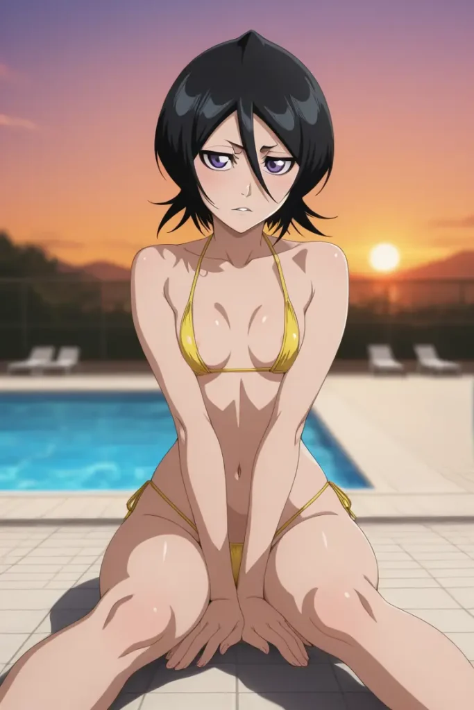 BLEACHのルキアがエッチな水着を着るエロ画像45枚目
