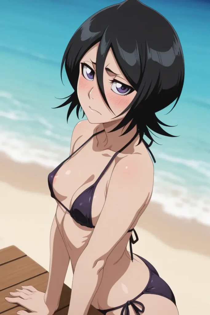 BLEACHのルキアがエッチな水着を着るエロ画像46枚目